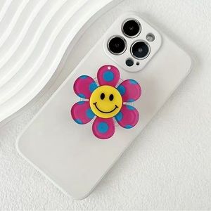 🆕 Flower Child Smiley Polka Dot Pop Socket Phone Attachment